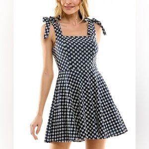 Trixxi Juniors' Eyelet Tie-Shoulder Sleeveless Fit & Flare Dress